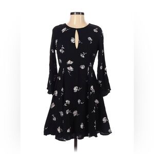 White Crow Black Floral Mini Dress Size Small Open Back